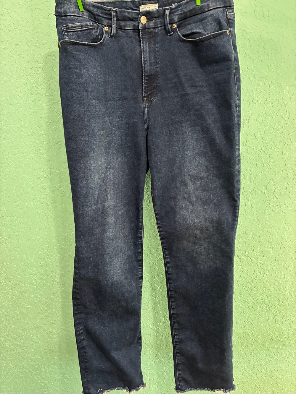 Good American Dark Blue High-Rise Slim Straight Jeans classic 14-18 4 in 1 denim